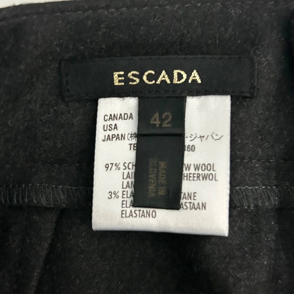 Escada Dark Gray Wool Blend Straight Leg Dress Pants Trousers Size 12 US/42‎ EU